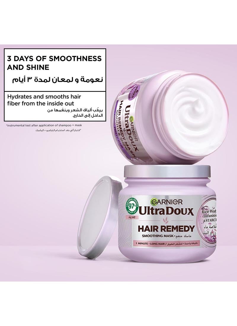 garnier Ultra Doux Rice Water Smoothing Hair Remedy Mask For Dehydrated Hair, 340Ml - Image 2