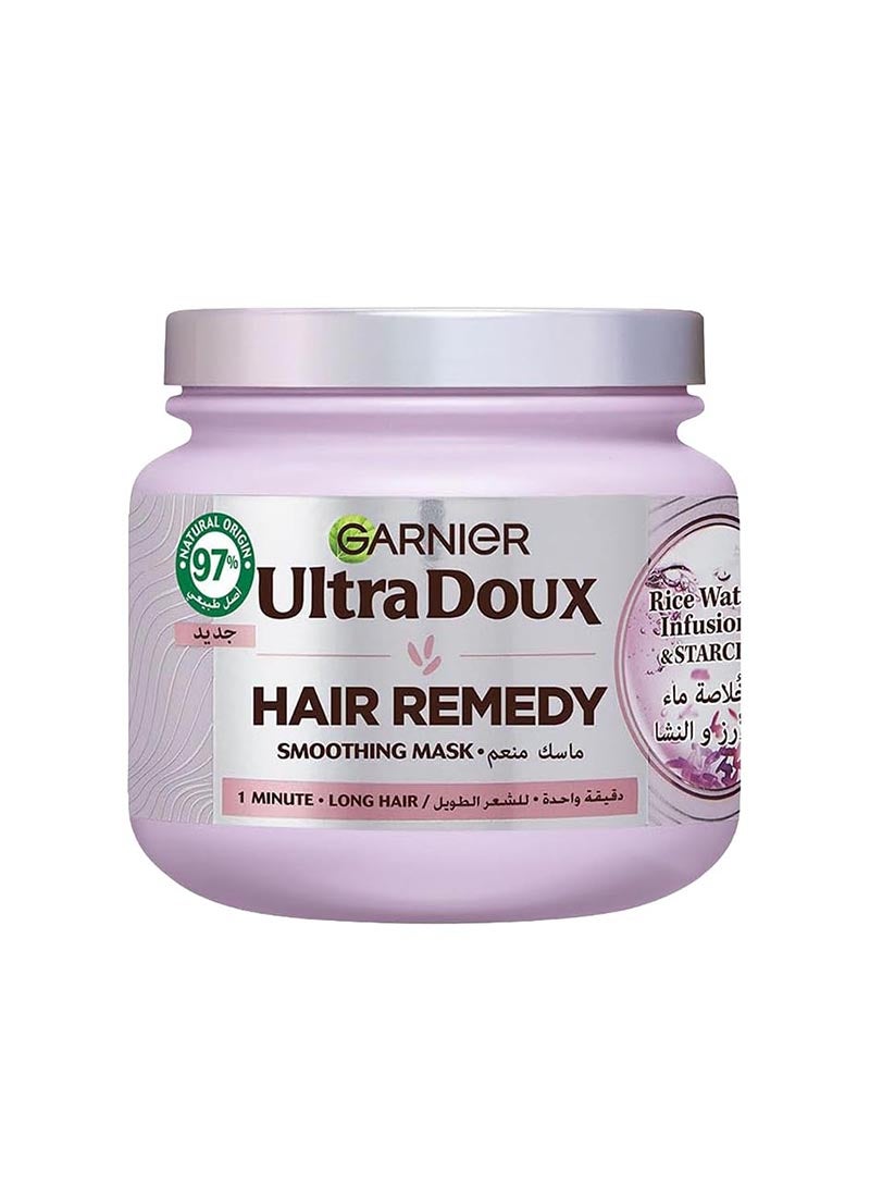 garnier Ultra Doux Rice Water Smoothing Hair Remedy Mask For Dehydrated Hair, 340Ml - Image 1