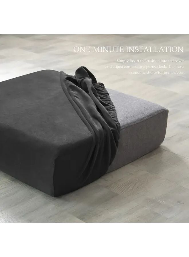 Beige Velvet Cushion Cover Set Ultra Elastic Sofa Cover 2pcs - Image 2