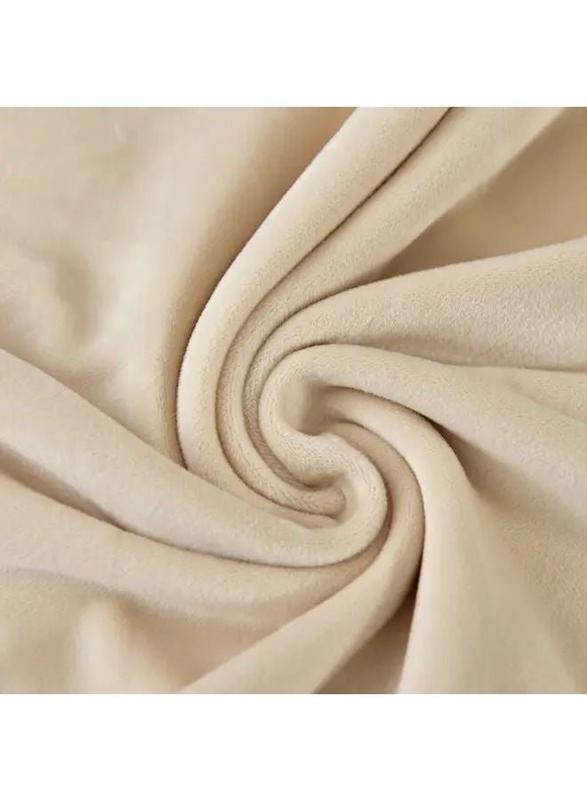 Beige Velvet Cushion Cover Set Ultra Elastic Sofa Cover 2pcs - Image 4