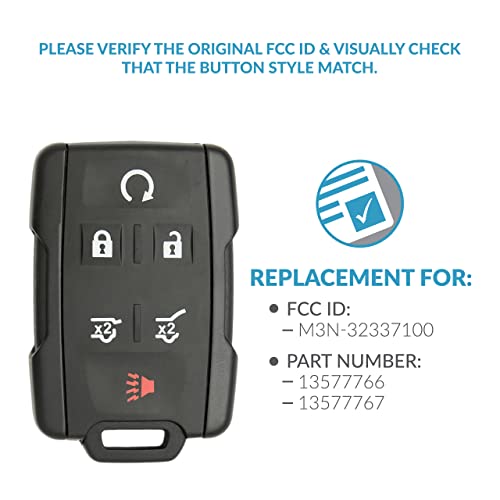 Keyless2Go Replacement for 6 Button Replacement Remote 315 Mhz for GM M3N-32337100 13577766 - Image 4