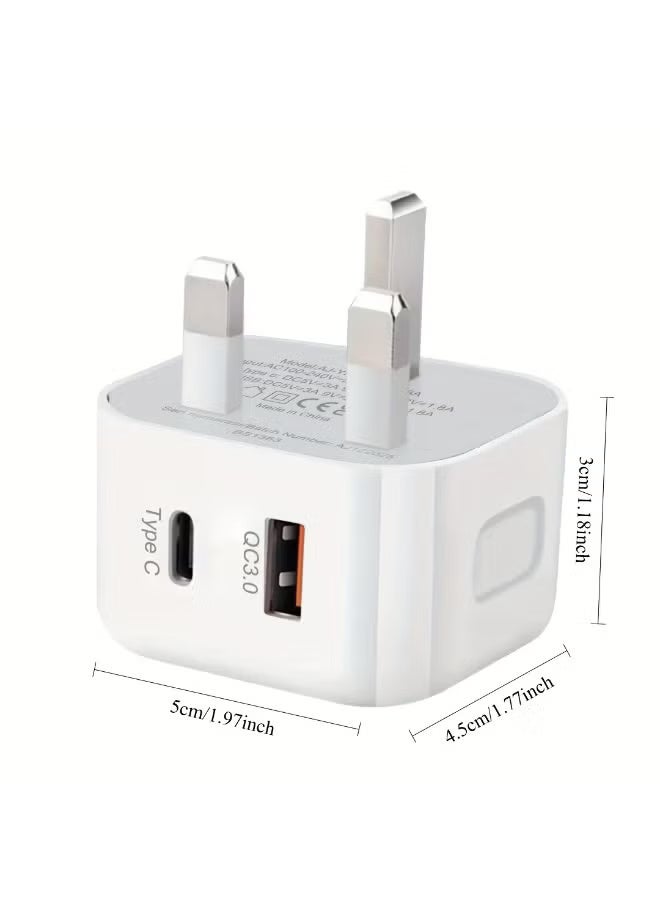 Arabash 20W PD Fast Charger QC3 0 USB C Dual Port Wall Charger with Type C Cable Quick Charge Adapter for Smartphones Tablets - Image 2