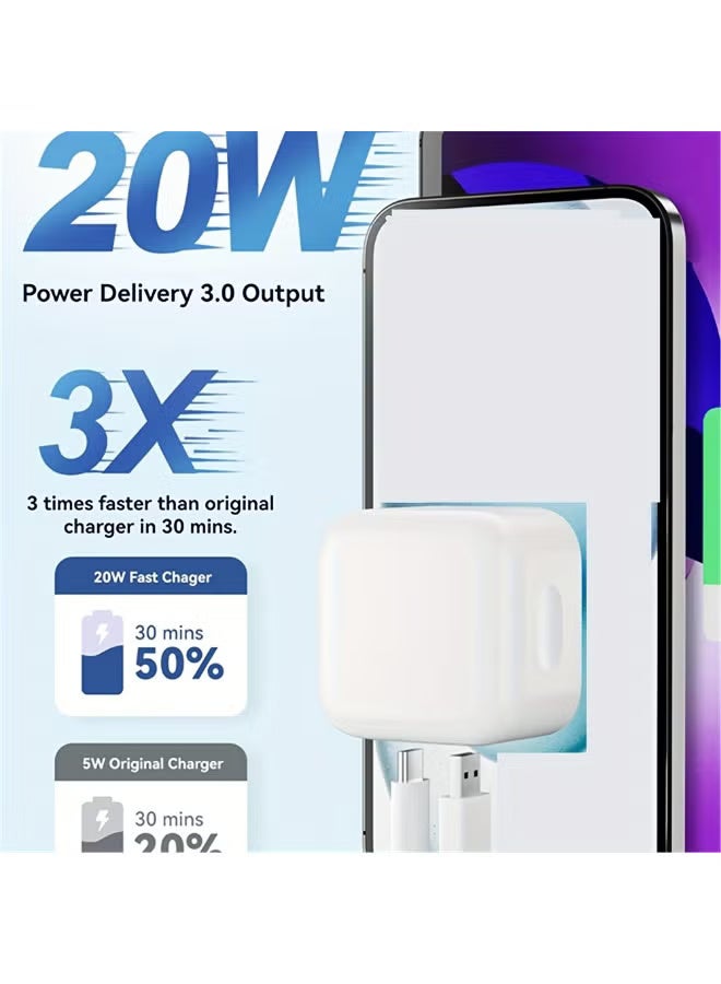 Arabash 20W PD Fast Charger QC3 0 USB C Dual Port Wall Charger with Type C Cable Quick Charge Adapter for Smartphones Tablets - Image 4