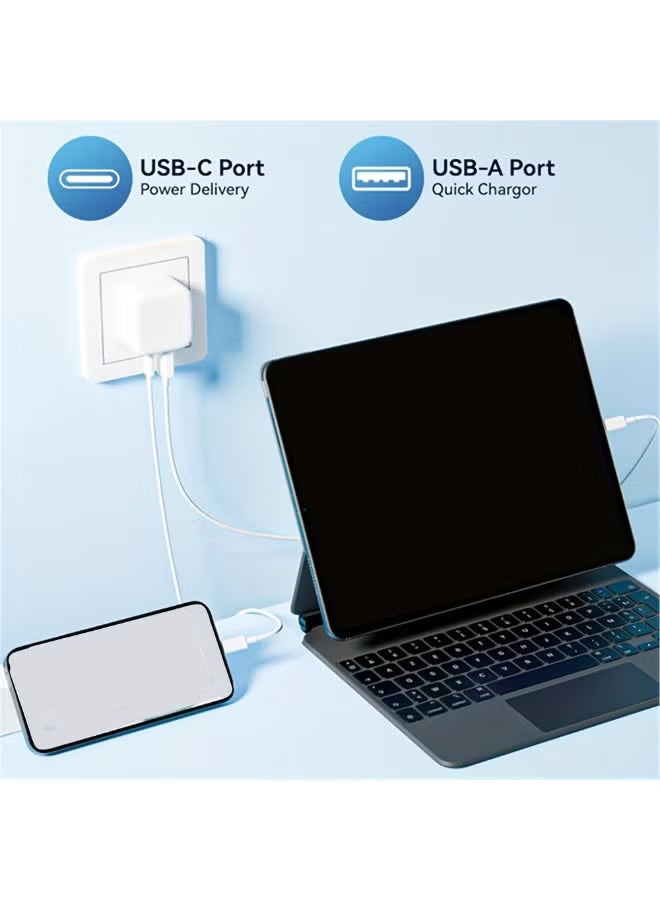 Arabash 20W PD Fast Charger QC3 0 USB C Dual Port Wall Charger with Type C Cable Quick Charge Adapter for Smartphones Tablets - Image 5