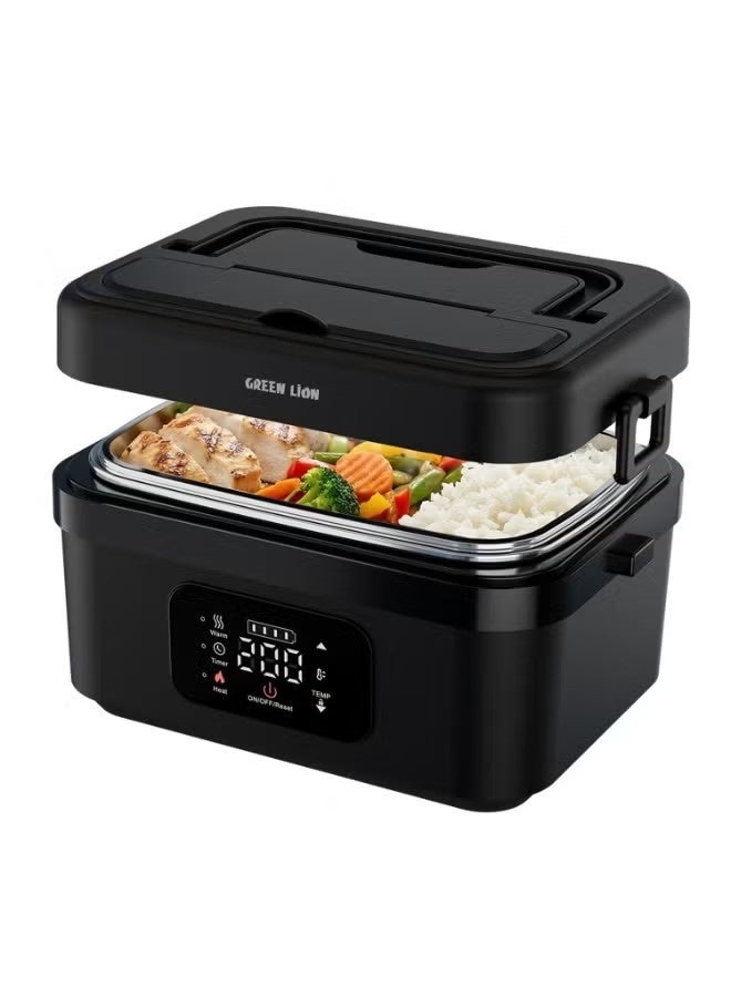 GreenLion Portable Electric Lunch Box 1L with 8000mAh Rechargeable Battery, 60W Fast Heating Food Warmer, Digital Touch Screen, USB-C Charging, Leak-Proof Stainless Steel Lunch Container for Office & Travel - Image 1