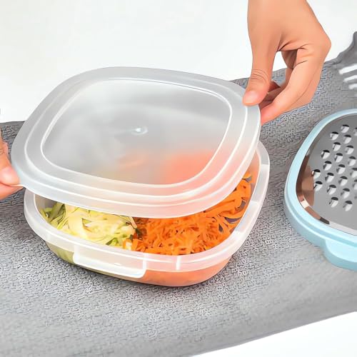 ULTRINA 3 in 1 Vegetable Slicer with Storage Box, Stainless Steel Cheese Box Grater, Food Chopper, Wave Cutter, Multi-Purpose Shredder & Grater for Potatoes, Carrots, Zucchini, Onions. - Image 5
