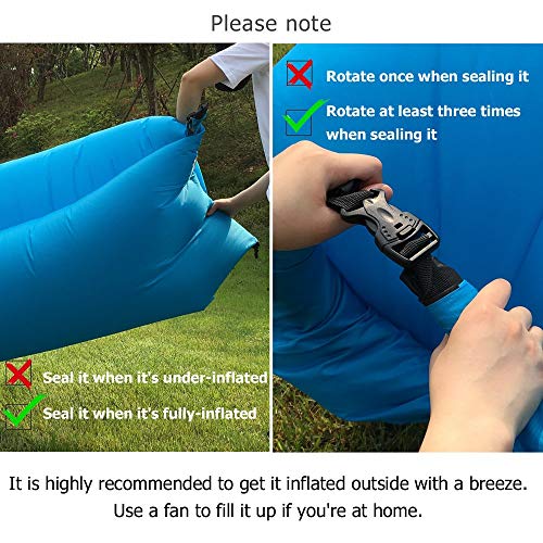 Beiruoyu Inflatable Lounger Air Chair Sofa Bed Sleeping Bag Couch for Beach Camping Lake Garden (Blue-2) - Image 3