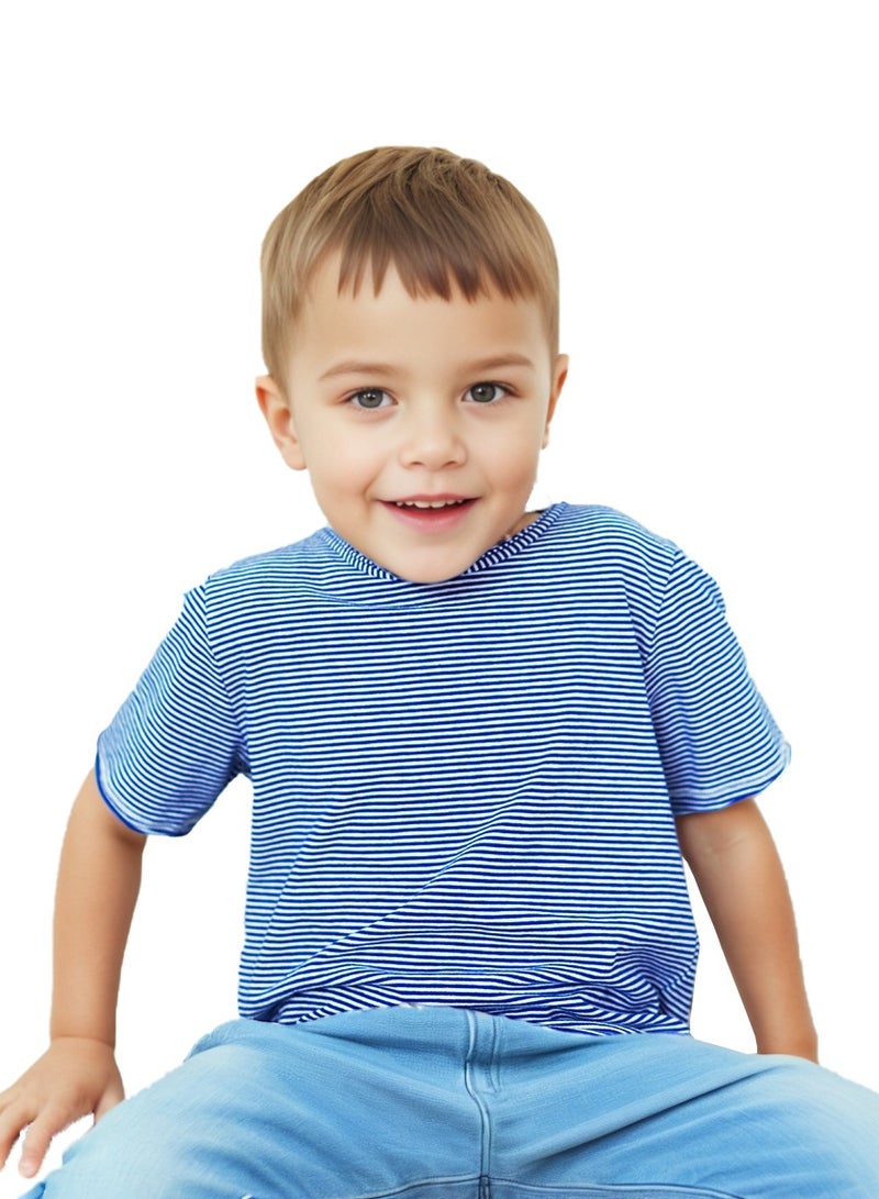 WiNi BEE T-Shirt Kids Boys Clothes 3 Years Striped Raw Edge Design T Shirt Toddler Tee Children Clothes Boys Short Sleeve 2 4 6 Years - Image 1