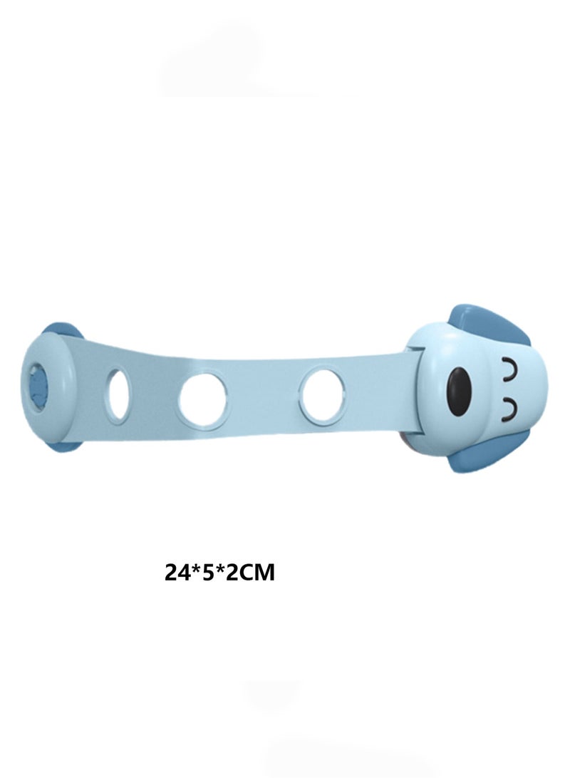 مجموعة من 5 أقفال طويلة وناعمة متعددة الوظائف وقفل درج مضاد للقرص وقفل أمان للأطفال سهل التركيب (موديل جرو أزرق) - Image 2