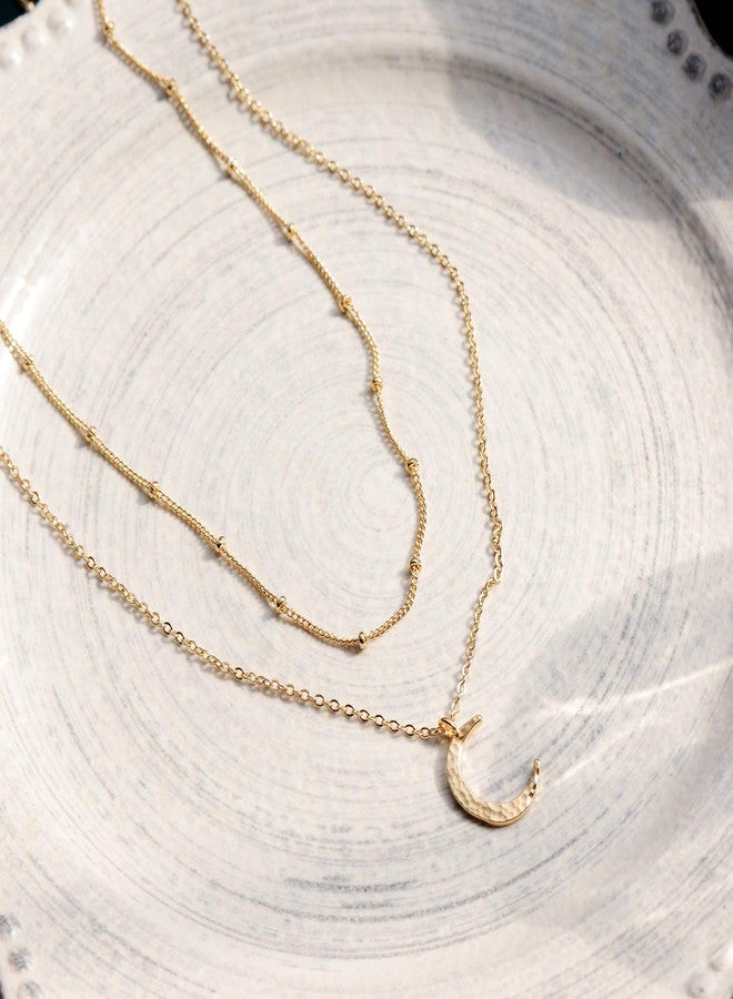 Fettero Moon Gold Pendant Necklace for Women Layered Necklaces Coin New Cresent/Star/Turntable/Cop/Sun Circle Pendant Dainty Minimalist Simple Jewelry Womens Girls Mothers Gift - Image 5