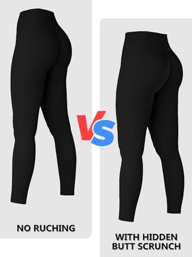 Sunzel Sunzfly Invisible Butt Scrunch Workout Leggings for Women, Butt Lifting High Waisted Gym Yoga Pants with Tummy Control 25" Black Medium - Image 3
