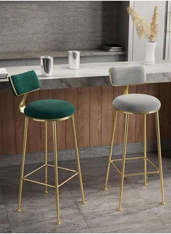 GoldenLike Bar Stool with Back,Counter Stools Bar Chairs with Sturdy Steel Frame for Dining Room,Kitchen,Party(Green 2PCS)  - Image 5
