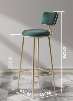 GoldenLike Bar Stool with Back,Counter Stools Bar Chairs with Sturdy Steel Frame for Dining Room,Kitchen,Party(Green 2PCS)  - Image 4