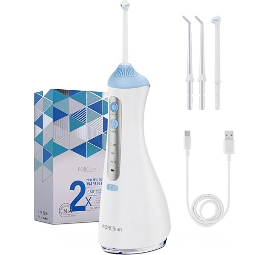 PORClean PRO200V Water Flosser for Teeth | Cordless Oral Irrigator & Dental Flosser | 320ml Large Tank, 160 PSI, 3 Modes | 3 Tips with USB C Rechargeable & IPX7-Waterproof | Electric Flosser for Teeth - Image 1