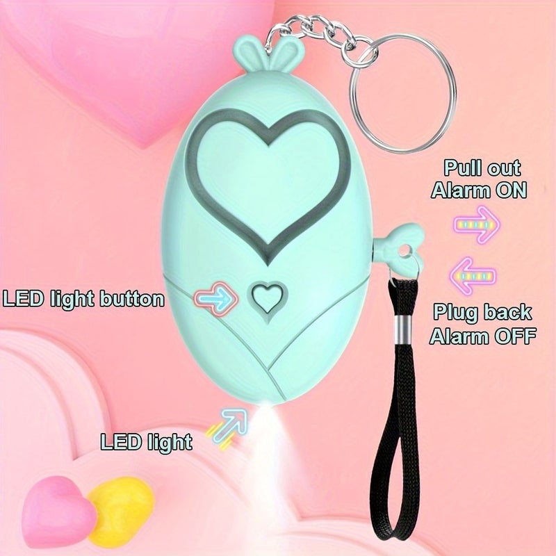 Personal Alarm Safety Siren Keychain Red Heart Shape with LED Light for Female Emergency Security - Image 2