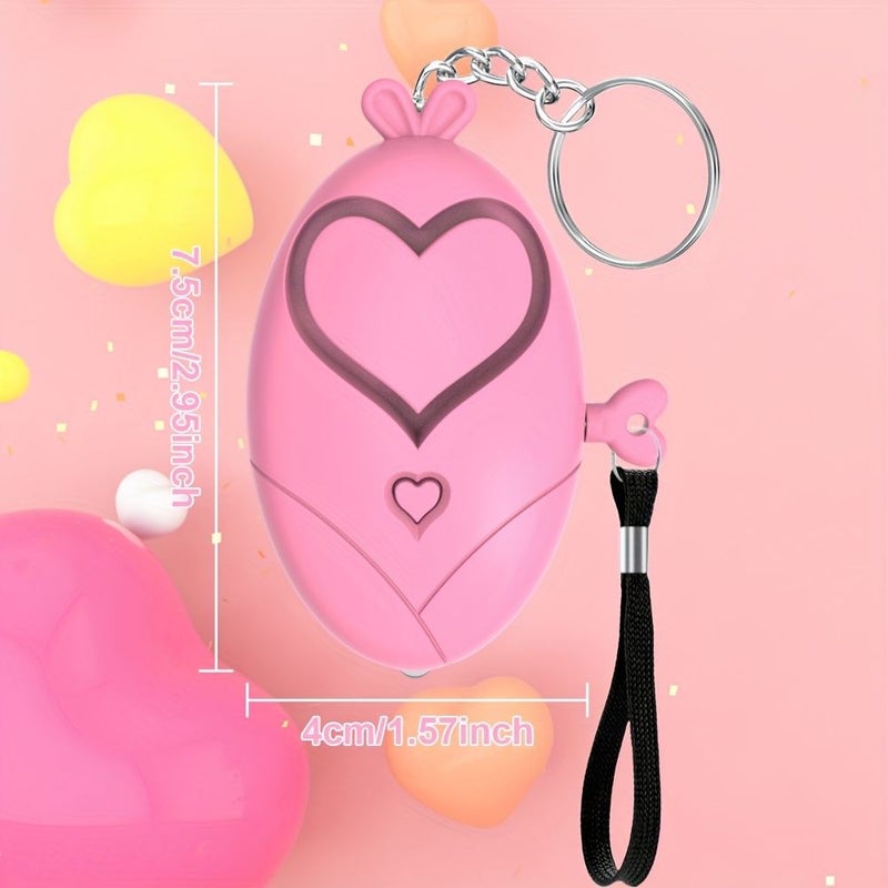 Personal Alarm Safety Siren Keychain Red Heart Shape with LED Light for Female Emergency Security - Image 3