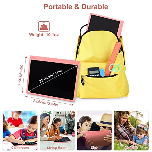 proffisy Plastic Colourful Screen LCD Writing Tablet 16 Inch USB Rechargeable Electronic E-Note Scribble Board for Kids and Adults at Home (Pink) - Image 4