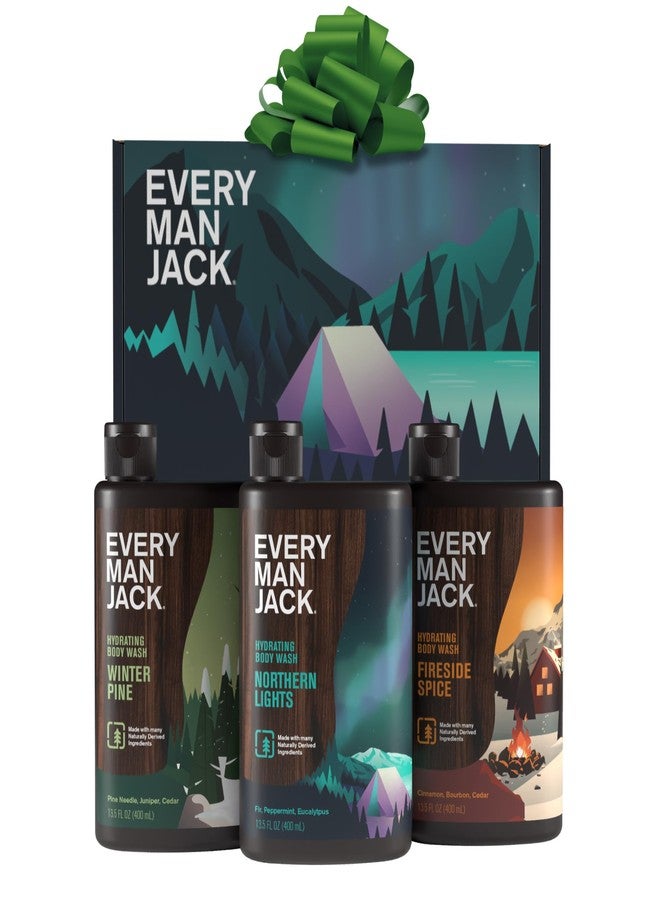 Every Man Jack Men's Body Wash Gift Set - 3 Invigorating Winter Scents - Deeply Cleans, Hydrates with Naturally Derived Ingredients - 13.5 oz (3 pack - Image 1