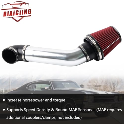 RiAiCiING 4'' LS Swap Cold Air Intake kit Compatible with LS1 LS2 LSX LQ4 LQ9 Restomod A-Body G-Body Camaro Chevelle GTO Monte Carlo Caprice(Silver) - Image 3