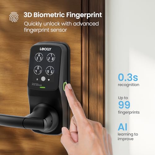 Lockly Secure Pro Smart Lock Wi-Fi, Keyless Entry Digital Keypad Door Lock, 3D Biometric Fingerprint Sensor Front Door Lock with Handle, Voice Control & Auto Lock - Latch Edition - Image 4