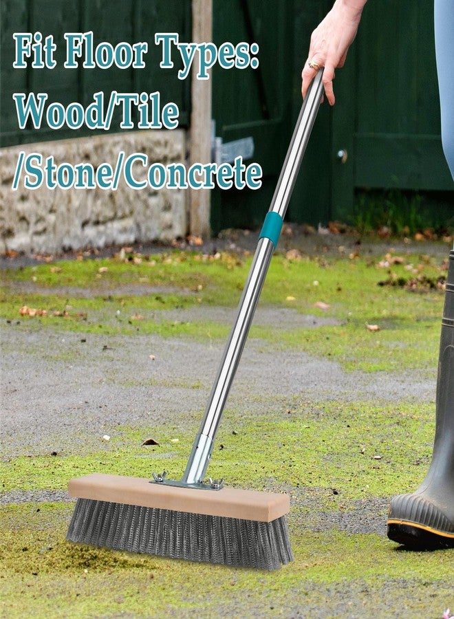 TrueYee Stainless Steel Deck Scrub Brush with Long Handle, Outdoor Broom for Concrete, Deck, Cement Floor Cleaning, 53" Long Handled Heavy Duty Floor Scrubber - Image 5