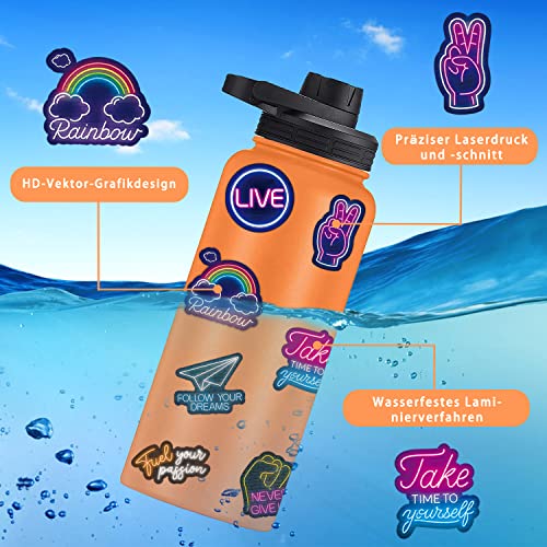 Airnogo Motivational Inspirational Stickers 100 Pcs Positive Affirmation Quote Neon Sticker Packs, Teacher Classroom Prizes for Reward, Waterproof Vinyl Stickers for Water Bottles Laptop Scrapbook Journal etc - Image 3