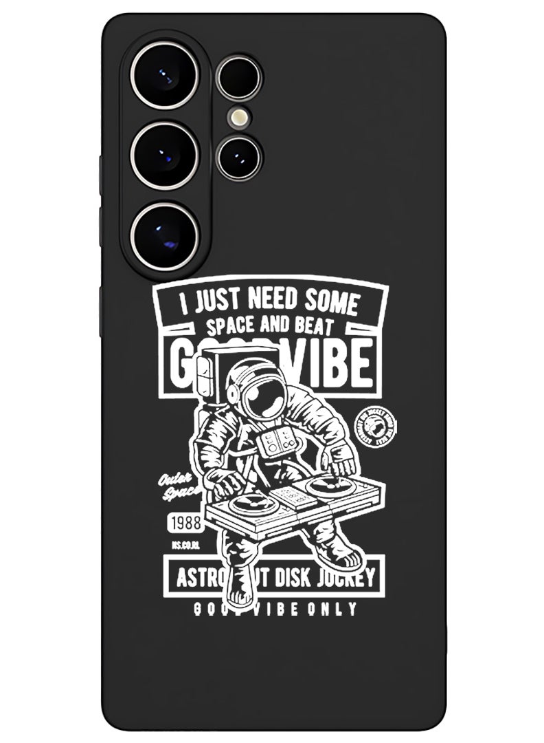 Theodor Protective Slim Fit Case Liquid Silicone Cover with Full Body Protection Anti-Scratch Shockproof Case For Samsung Galaxy S25 Ultra (Black) - Good vibe - White - Image 1