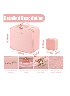 Extra Makeup Travel Train Case with Mirror LED Light 3 Adjustable Brightness Cosmetic Bag Portable Storage Adjustable Partition Waterproof Makeup Brushes Makeup Jewelry Gift for Women  - Image 2