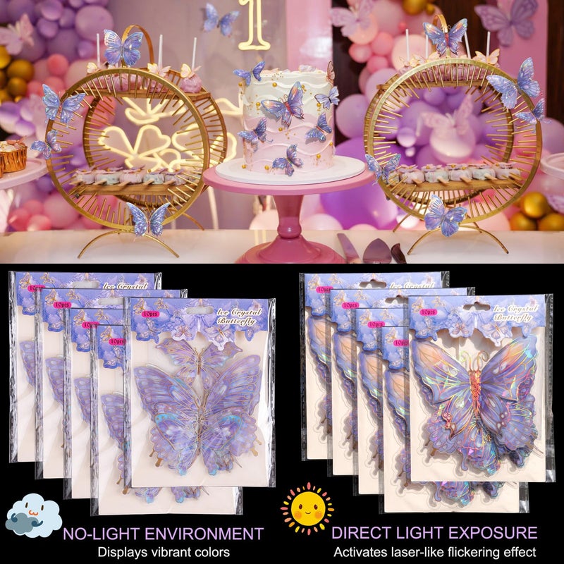 Buiory 3D Butterfly Wall Decor - 50PCS Removable PVC Butterflies Wall Stickers- Multi-Size (2.8"-3.9")- DIY Removable Wall Art Decal for Kids Room, Nursery, Bedroom, Classroom, Party Decoration (Purple) - Image 2