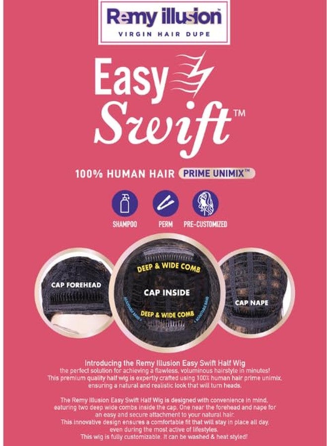 Janet Collection Remy Illusion Easy N Swift DOHA Half Wig Human Hair feel Prime Unimix - Deep & Wide Comb Curly Short Length (COLOR #FS4/30) - Image 4