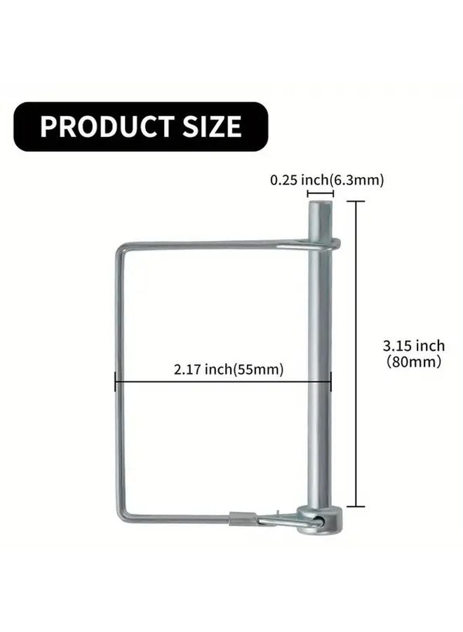 2pcs 1 4 x 3 15 Inch Zinc Plated Silvery Trailer Locking Pins Rust Resistant Square Wire Design - Image 3