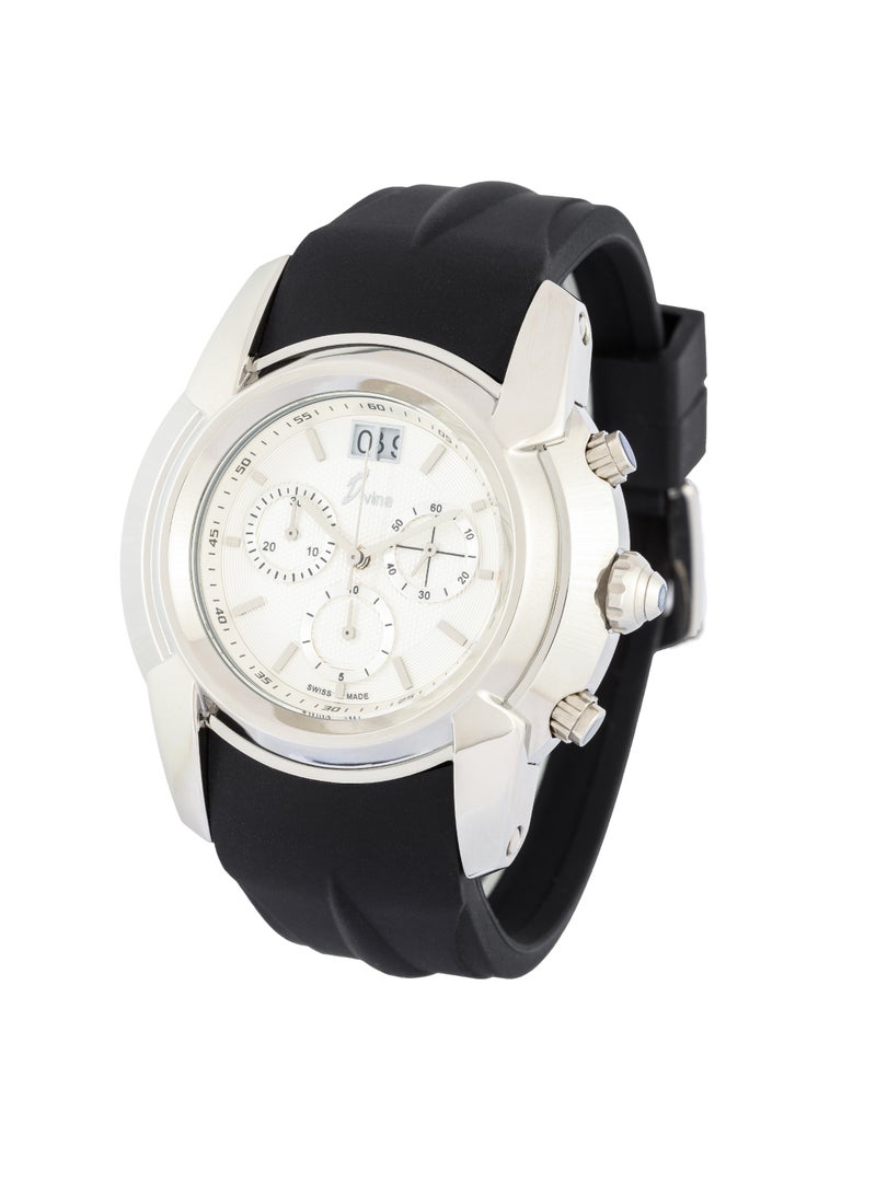 Divina Divina, Men's Watch, Chronograph, Swiss, Date Display, Waterproof, Rubber Bracelet, Black - 461394MC  - Image 1