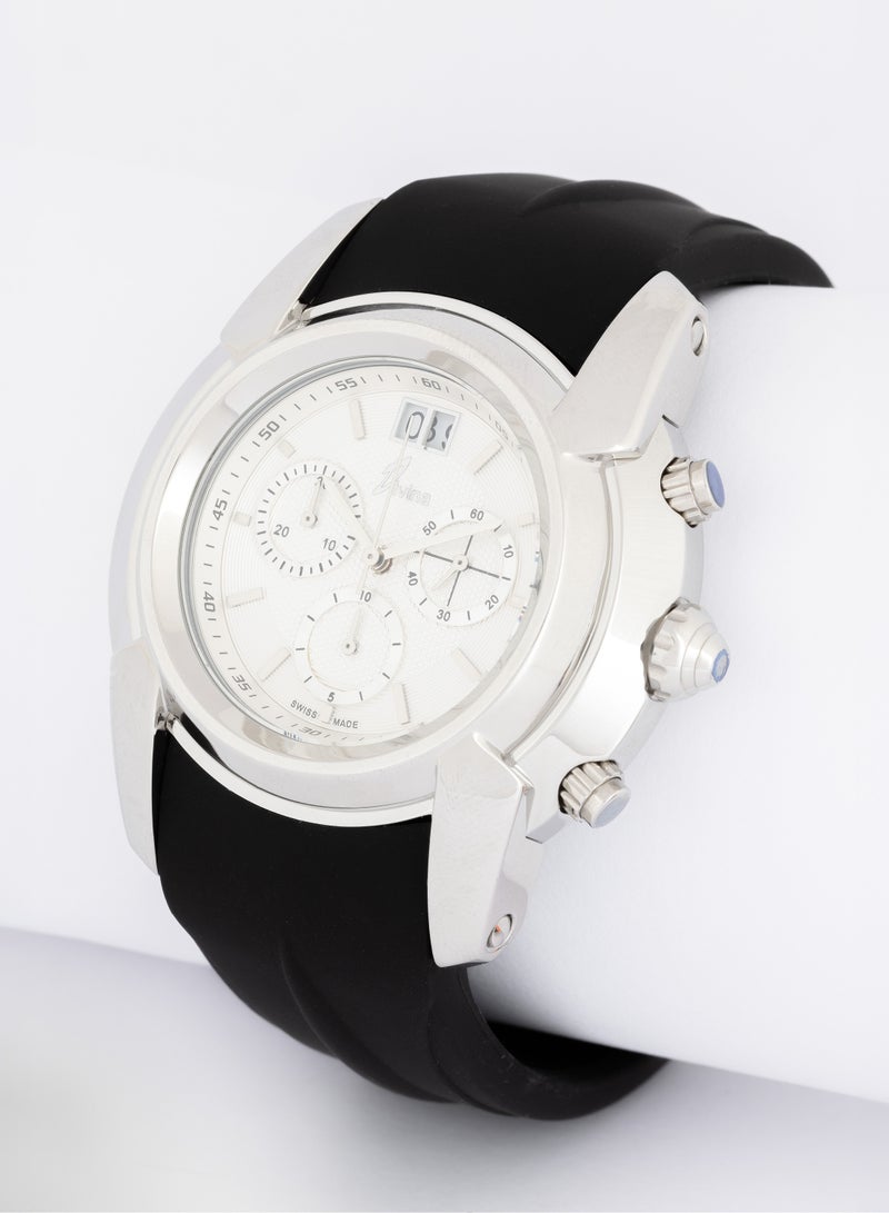 Divina Divina, Men's Watch, Chronograph, Swiss, Date Display, Waterproof, Rubber Bracelet, Black - 461394MC  - Image 2