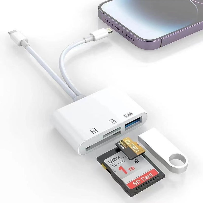 قارئ بطاقات متعدد الوظائف من نوع USB-C لأجهزة آبل، قارئ بطاقات SD/TF للهاتف والكمبيوتر
