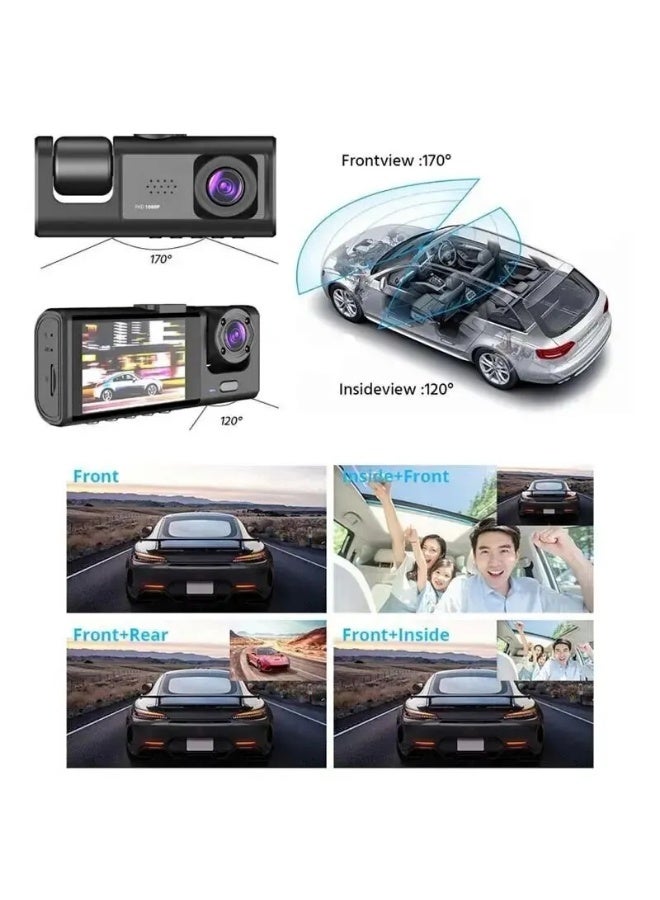 Full HD 1080P Dashcam 3 Channel Vehicle DVR Dash Cam with LCD Screen Black Box Car Camcorder for Video Recording - Image 2