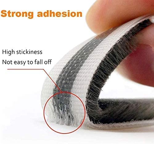 Nexllent 10 Meters Soundproof Window Sealing Strips, Windproof Dustproof Door Window Frame Seal Self Adhesive Brush Strip, Sliding Window Seal, Window Door Seal, Sliding Door Seal Strip(Grey) - Image 3