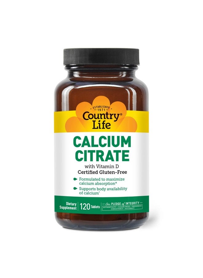 Country Life Calcium Citrate With Vitamin D 120 Tablets Certified Gluten Free Certified Vegan Certified Halal Non Gmo Verified  - Image 2