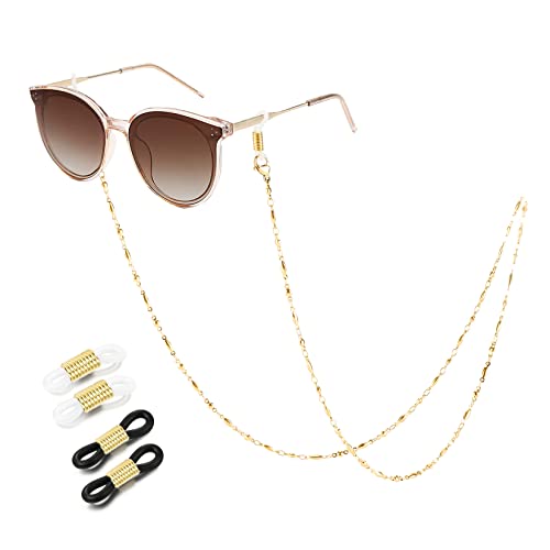 SAM & LORI Eyeglass Chain Women Glasses Strap Holder Necklace Reading Stylish Cord Sunglass Mask Lanyard Around Neck Gold Jewelry Accessory Kawaii Beaded Eyewear Cute String Fashion Pearl Vintage - Image 1