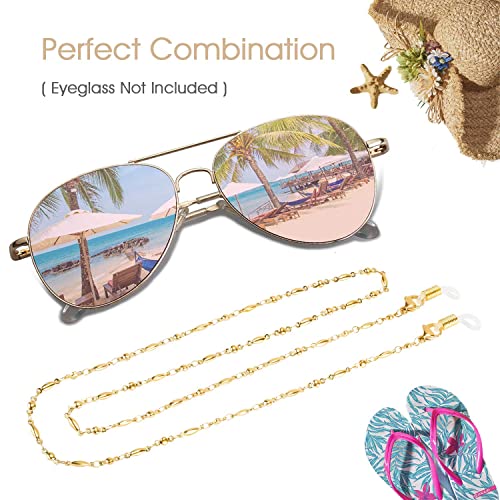 SAM & LORI Eyeglass Chain Women Glasses Strap Holder Necklace Reading Stylish Cord Sunglass Mask Lanyard Around Neck Gold Jewelry Accessory Kawaii Beaded Eyewear Cute String Fashion Pearl Vintage - Image 2
