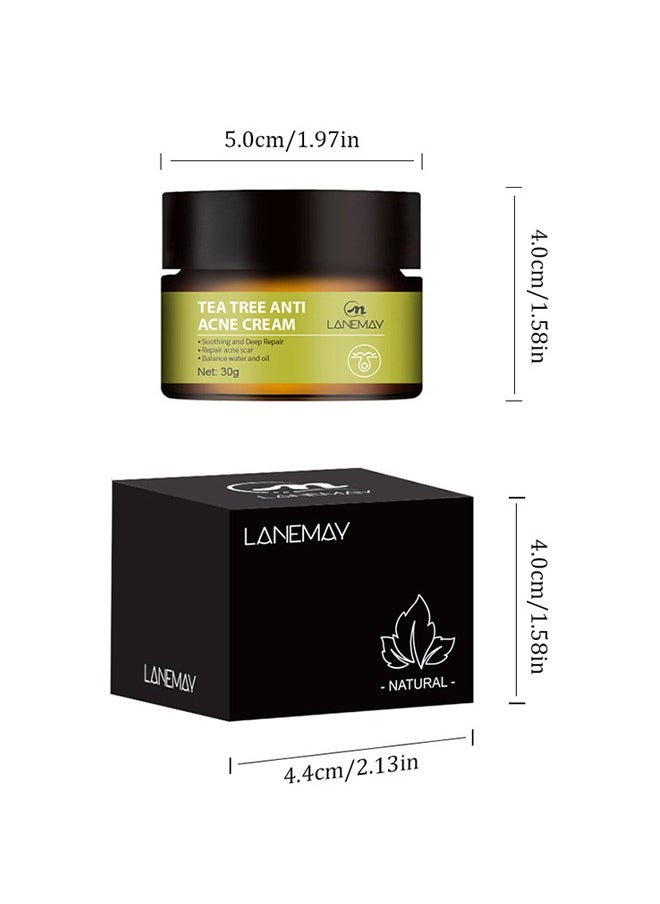 LANEMAY - Natural- Tea Tree Anti Acne Cream,Soothing And Deep Repair, Repair Acne Scar Balance, Natural Cystic Acne Treatment, For All Skin Types 30g - Image 1
