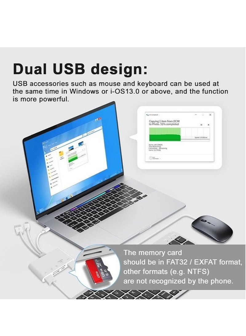 SD Card Reader 5-in-1 Memory Card Reader USB OTG Adapter & SD Card Reader for i-Phone/i-Pad, USB C and USB A Devices - Image 5