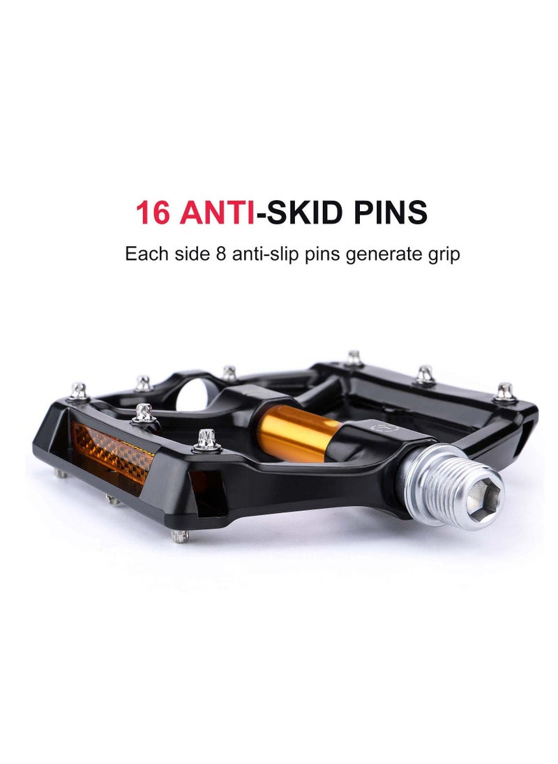 KASTWAVE Bike Pedals, Aluminum Alloy Bicycle Pedals, Mountain Bike Pedal with Removable Anti-Skid Nails for Road/MTB Bike, Gifts for Cycling Enthusiasts (Black)  - Image 3