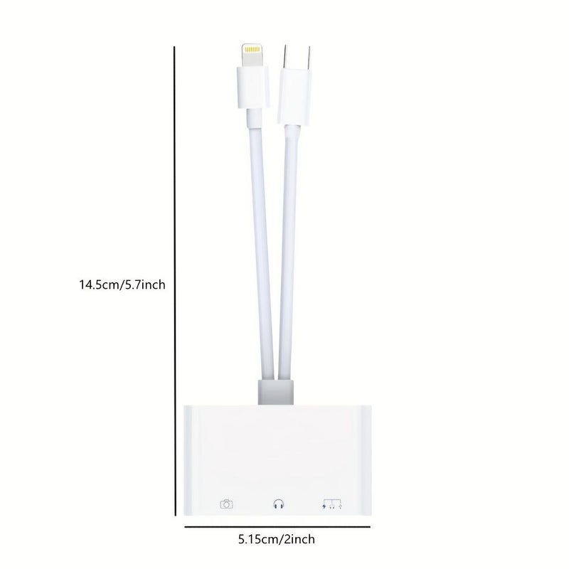 3 في 1 محول صوت عالمي من نوع C مقاس 3.5 ملم، منفذ سلك مزدوج من نوع C إلى AUX صوت USB USB C مقبس سماعة أبيض لأجهزة iPhone iPad Pro سماعة رقمية محول OTG شحن PD محمول للتوصيل والتشغيل - Image 2