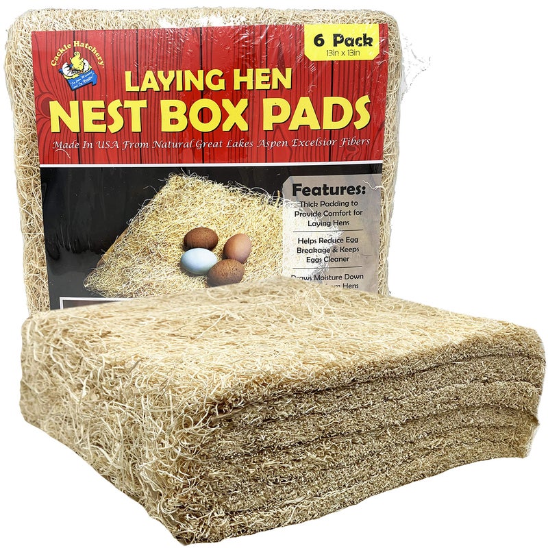 Cackle Hatchery Cackle Hatchery Laying Hen Nest Box Pads Made in USA from Sustainable Aspen Exceslior  13x13 Nesting Box Liners 6Pack 