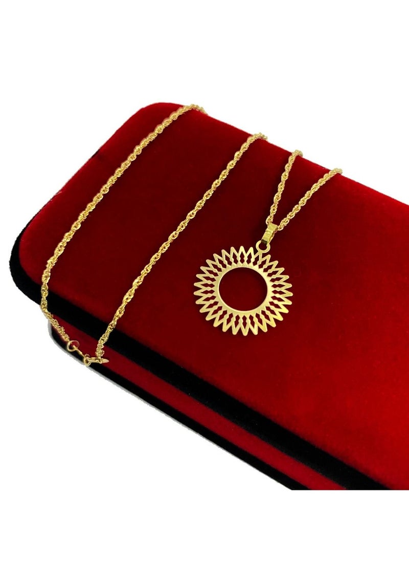 Hamsa.ae - 18K Pure Gold Elegant Round Design Pendant Necklace - Image 1