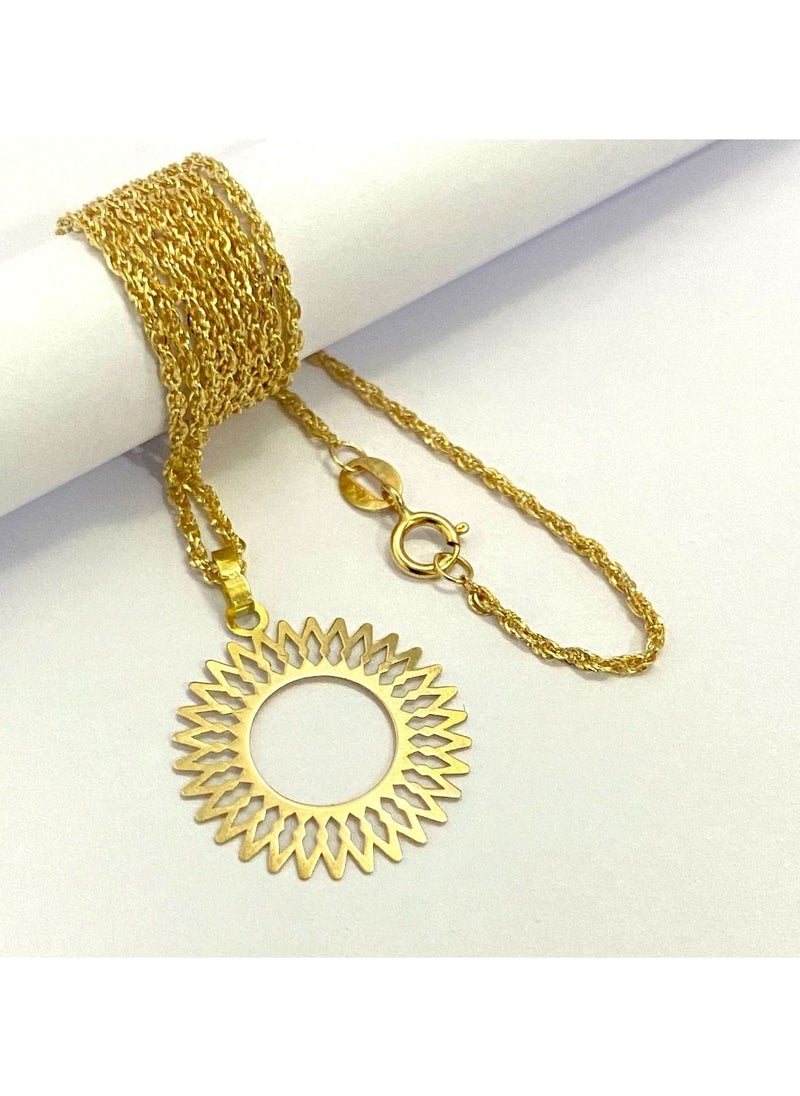 Hamsa.ae - 18K Pure Gold Elegant Round Design Pendant Necklace - Image 1