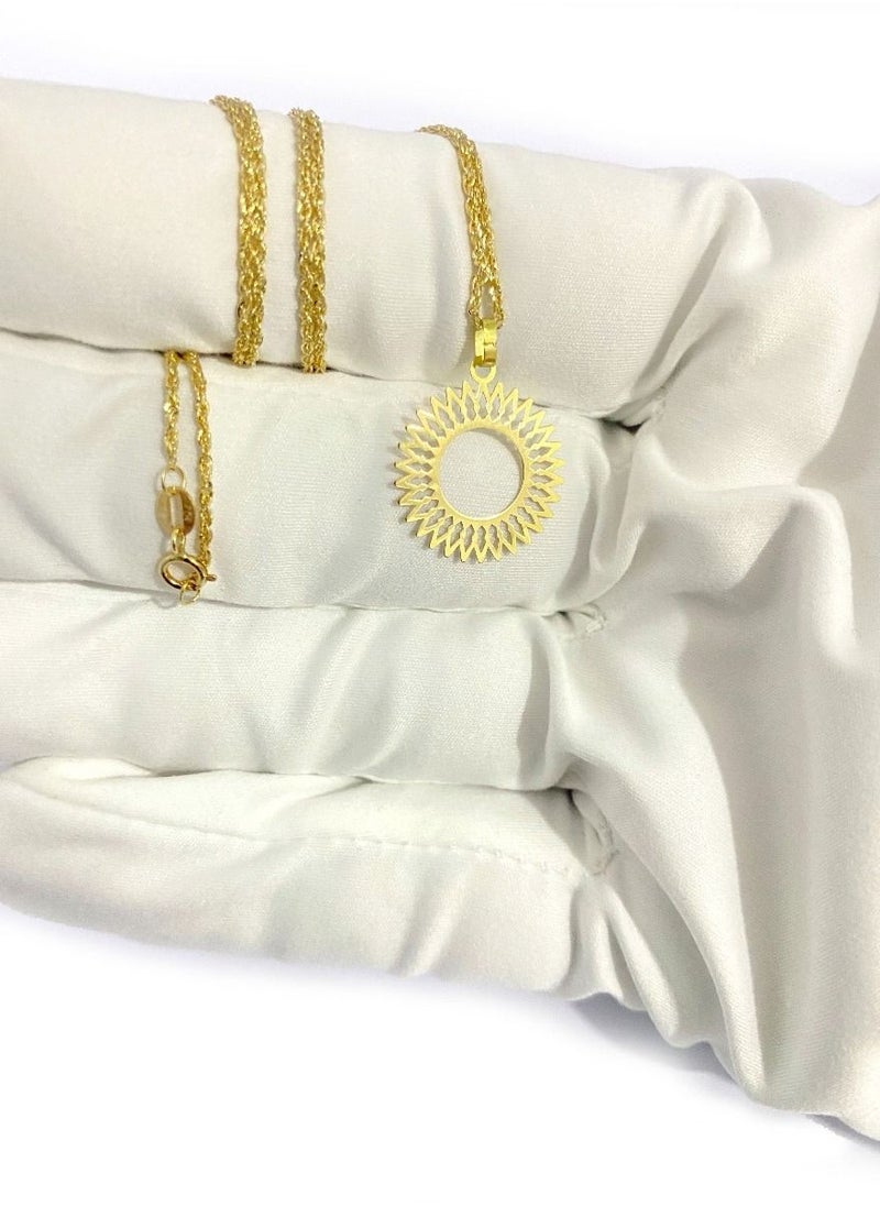 Hamsa.ae - 18K Pure Gold Elegant Round Design Pendant Necklace - Image 1