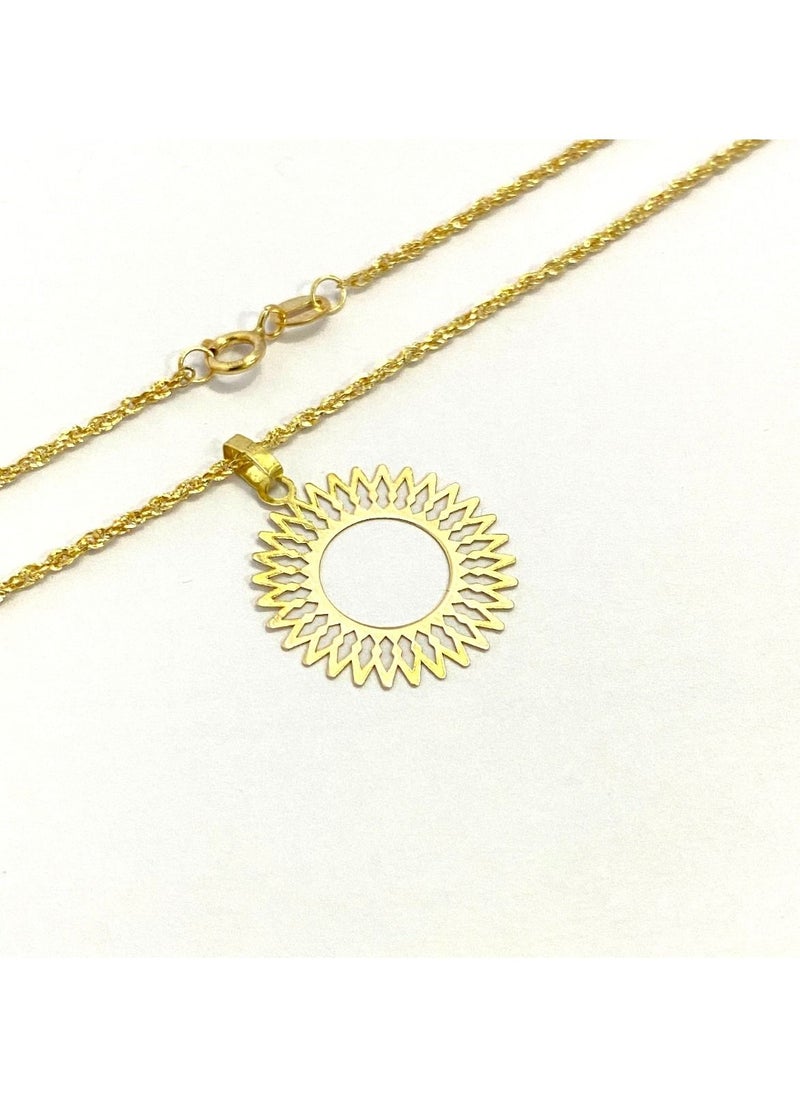 Hamsa.ae - 18K Pure Gold Elegant Round Design Pendant Necklace - Image 1