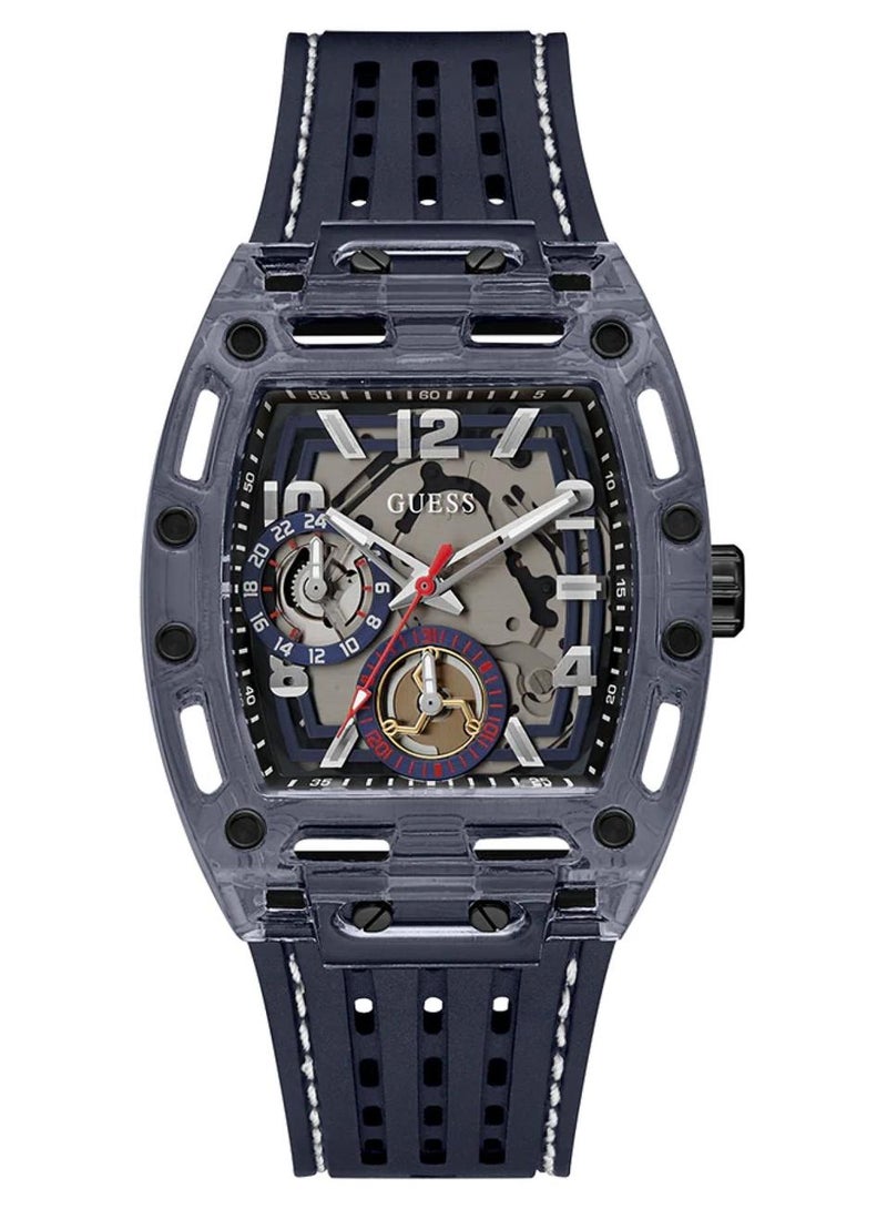 GUESS ساعة فينيكس للرجال بحالة بحرية زرقاء من السيليكون GW0499G1 - 42 مم - Image 1