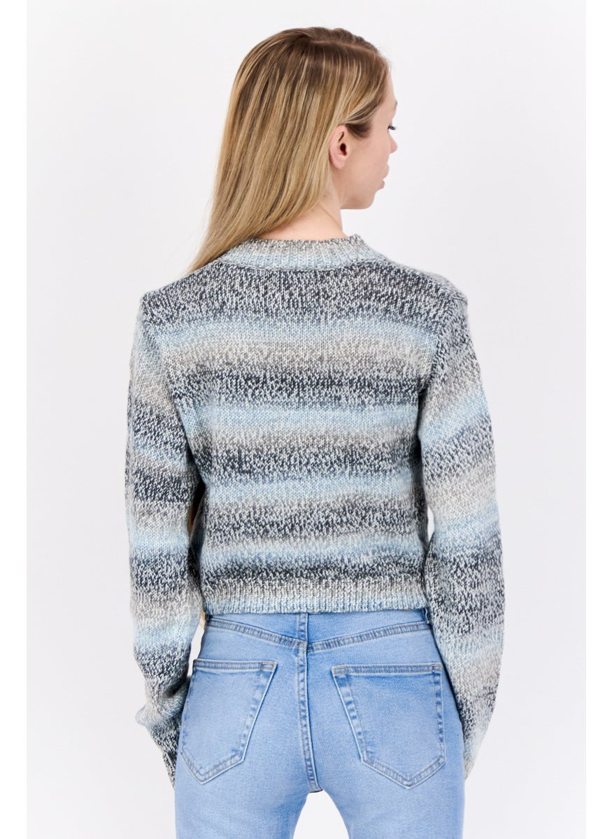 NIA Women Ribbed Collar Knitted Sweaters, Multicolor  - Image 3